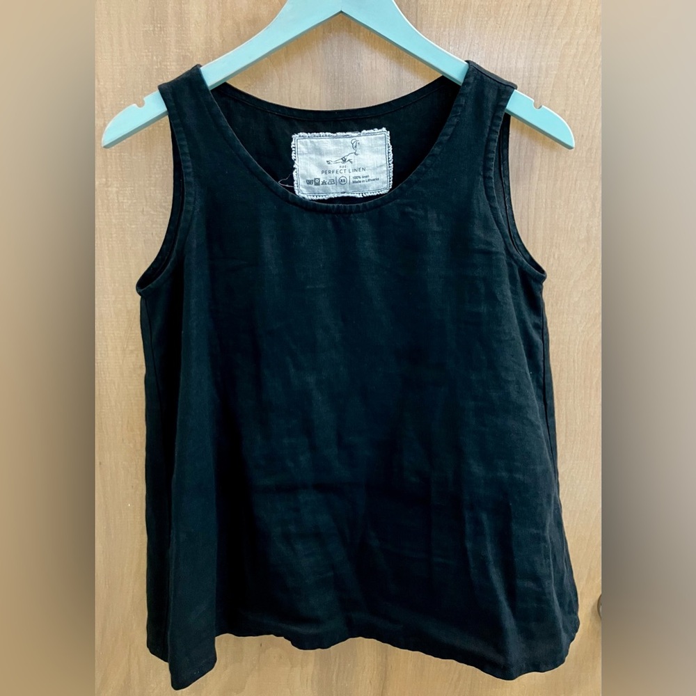 notPERFECTLINEN Black Linen Prague Tank XS